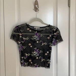 sheer floral embroidered Urban Outfitters crop